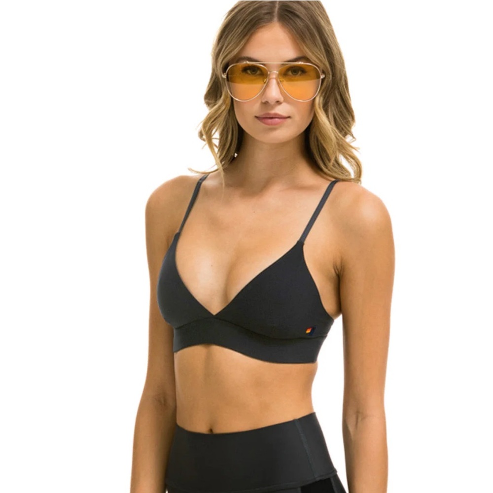 AVIATOR NATION adjustable triangle sports bra S titanium color charcoal/grey